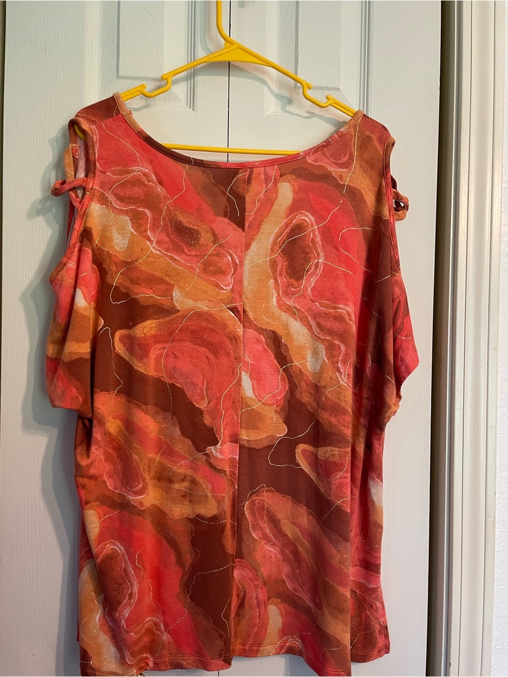 Livi Active Coral & Brown Cold-Shoulder Tunic